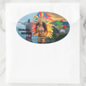 Vibrant Brazilian Carnival Design Travel Agency 楕円形シール (バッグ)