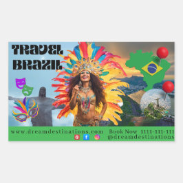 Vibrant Brazilian Carnival Design Travel Agency 長方形シール