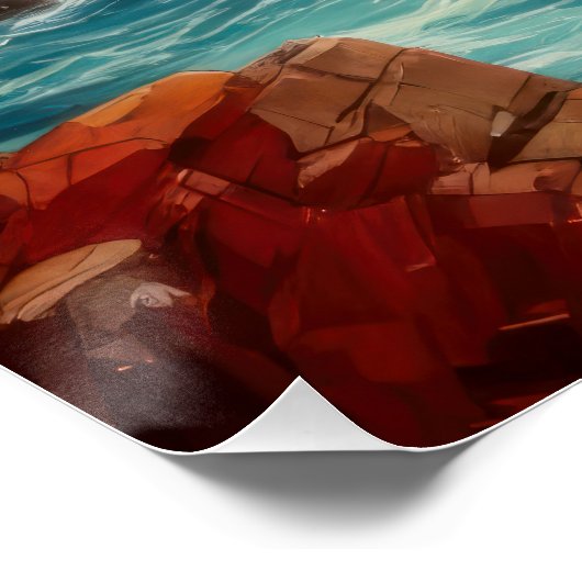 Vibrant Breton Coast Lighthouse - Impressionistic  ポスター (コーナー)