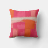 Vibrant Brushstroke Geometric Pattern – Pink & Ora クッション (裏面)