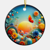 Vibrant Butterfly Fantasy Garden セラミックオーナメント (正面)