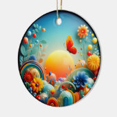 Vibrant Butterfly Fantasy Garden セラミックオーナメント (左)