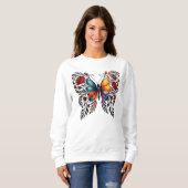 Vibrant Butterfly Floral Art Women’s Sweatshirt スウェットシャツ (正面フル)