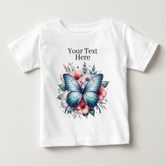 Vibrant Butterfly Floral Bouquet Art-96283 ベビーTシャツ (正面)