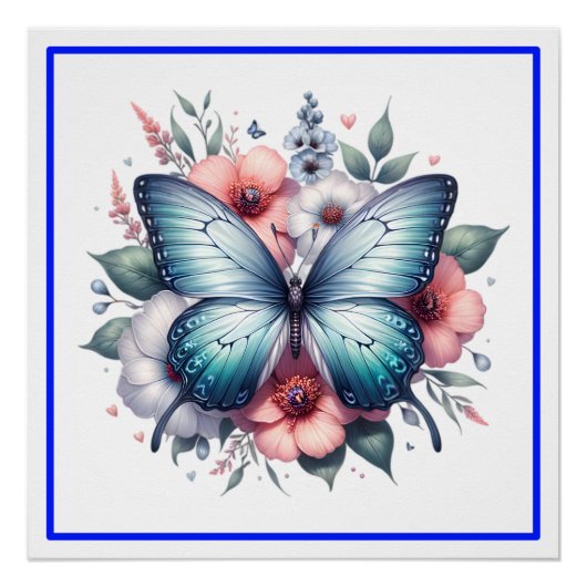 Vibrant Butterfly Floral Bouquet Art-96283 ポスター (正面)