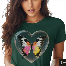 Vibrant Butterfly Glossy Heart Pop Art Tシャツ