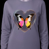 Vibrant Butterfly Glossy Heart Pop Art Tシャツ