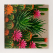 Vibrant Cactus Succulent Bloom Desert ジグソーパズル (横)