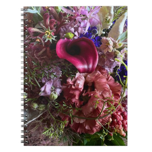 Vibrant Calla Lily and Purple Floral Notebook ノートブック (正面)