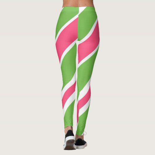 Vibrant Candy Stripe Abstract Leggings レギンス (裏面)
