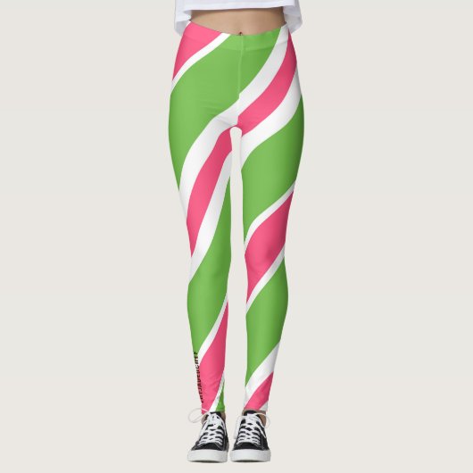 Vibrant Candy Stripe Abstract Leggings レギンス (正面)
