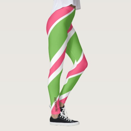 Vibrant Candy Stripe Abstract Leggings レギンス (右)