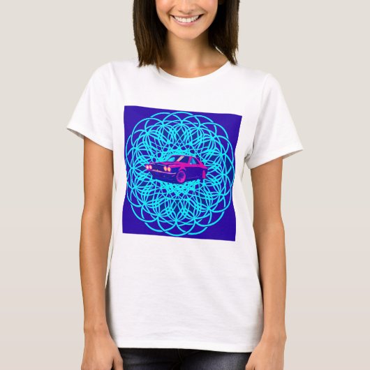 Vibrant Car Centered in Geometric Mandala Tシャツ (正面)