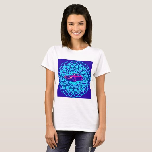 Vibrant Car Centered in Geometric Mandala Tシャツ (正面フル)