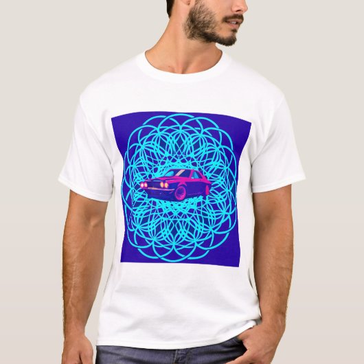 Vibrant Car Centered in Geometric Mandala Tシャツ (正面)