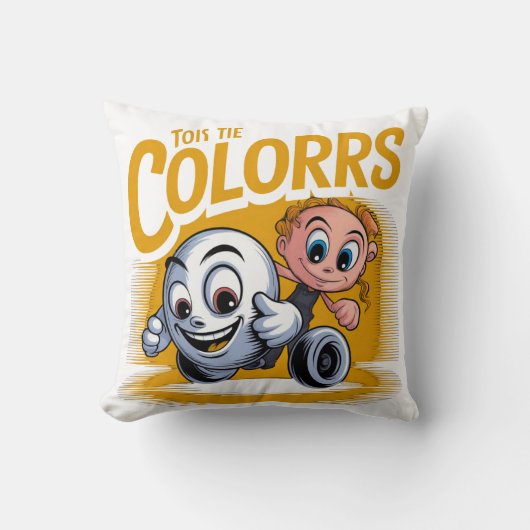 Vibrant Cartoon Pop Art Throw Pillow Modern Decor クッション (正面)