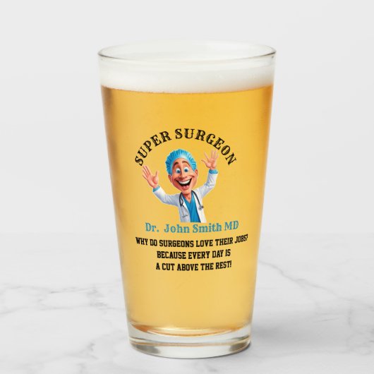 Vibrant Cartoon Surgeon Art for Medical Enthusiast タンブラーグラス (ドリンク正面)