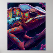 Vibrant Chameleon Wall Art – Colorful Reptile ポスター (正面)