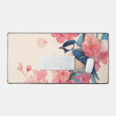 Vibrant Chickadee Hot Pink Cherry Blossom デスクマット (キーボード&マウス)