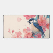Vibrant Chickadee Hot Pink Cherry Blossom デスクマット (正面)