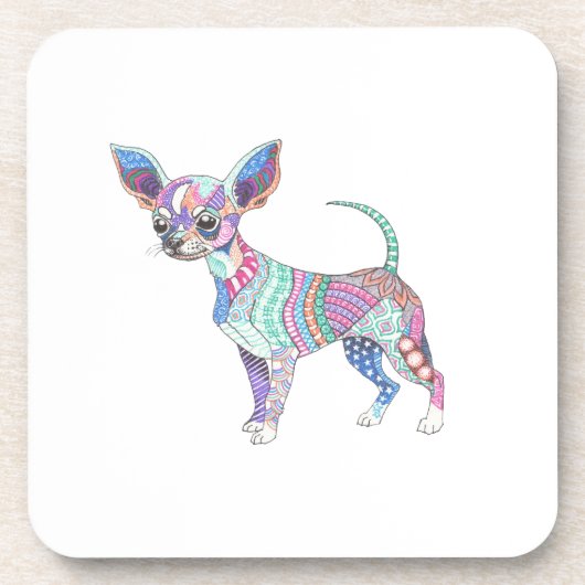 Vibrant Chihuahua Hard Plastic coaster コースター (正面)