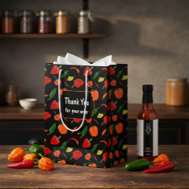 Vibrant Chili Pepper "Thank You" Business Gift Bag ミディアムペーパーバッグ