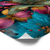 Vibrant Christmas Botanical Fantasy Pattern ポスター (コーナー)