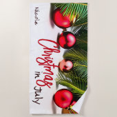 Vibrant Christmas In July Festive Palms Tropical ビーチタオル (正面)