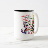 Vibrant Christmas Magic - Cozy Cat Mom Gift ツートーンマグカップ (正面右)