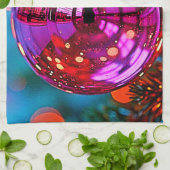 Vibrant Christmas Ornament Sparkle Design キッチンタオル (折り畳み)