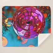 Vibrant Christmas Ornament Sparkle Design シェルパブランケット (正面(横))