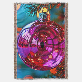 Vibrant Christmas Ornament Sparkle Design スローブランケット