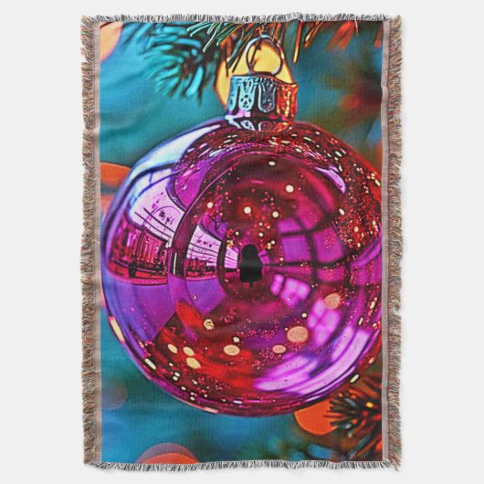Vibrant Christmas Ornament Sparkle Design スローブランケット (正面縦)