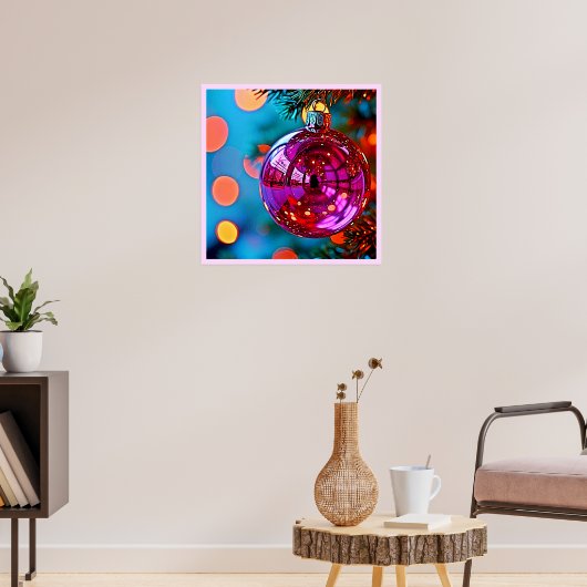 Vibrant Christmas Ornament Sparkle Design ポスター (リビング3)