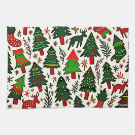 Vibrant Christmas Pattern Art Print キッチンタオル