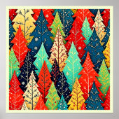 Vibrant Christmas Tree Pattern Art ポスター (正面)