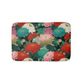 Vibrant Chrysanthemum Flowers Botanical Pattern バスマット (正面)