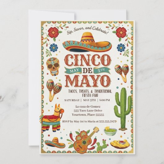 Vibrant Cinco De Mayo Holiday Party Invitation 招待状 (正面)