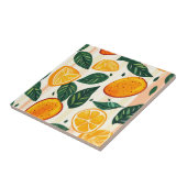 Vibrant Citrus Fruit Pattern with Green Leaves タイル (側面)