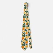 Vibrant Citrus Fruit Pattern with Green Leaves ネクタイ (正面)