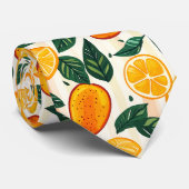 Vibrant Citrus Fruit Pattern with Green Leaves ネクタイ (ロール)