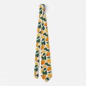 Vibrant Citrus Fruit Pattern with Green Leaves ネクタイ (裏面)
