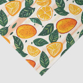 Vibrant Citrus Fruit Pattern with Green Leaves 薄葉紙 (詳細)