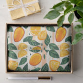 Vibrant Citrus Fruit Pattern with Green Leaves 薄葉紙 (ギフト)