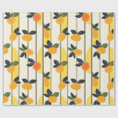 Vibrant Citrus Fruit Pattern with Green Leaves (2) ラッピングペーパー (フラット)