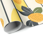 Vibrant Citrus Fruit Pattern with Green Leaves (2) ラッピングペーパー (ロールコーナー)