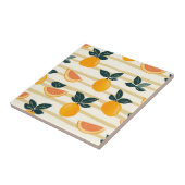 Vibrant Citrus Fruit Pattern with Green Leaves (4) タイル (側面)