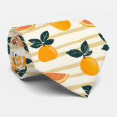 Vibrant Citrus Fruit Pattern with Green Leaves (4) ネクタイ (ロール)