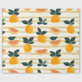 Vibrant Citrus Fruit Pattern with Green Leaves (4) ラッピングペーパー (フラット)