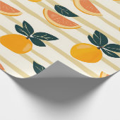 Vibrant Citrus Fruit Pattern with Green Leaves (4) ラッピングペーパー (角)